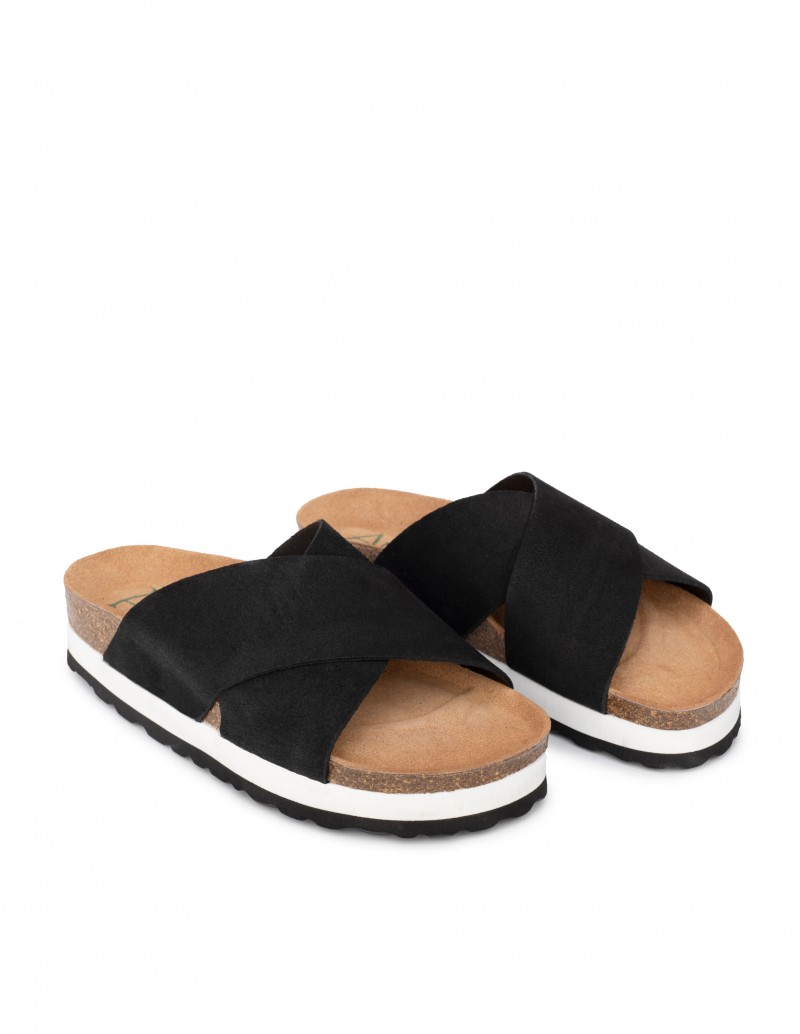 Sandalias Bio Tiras Cruzadas  Negras