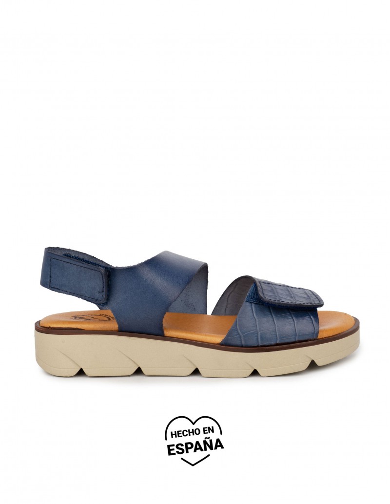 Sandalias Velcro Piel Azules PERA LIMONERA