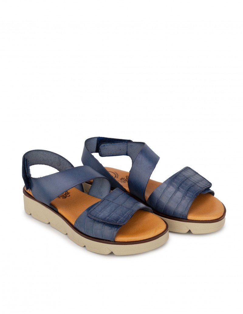 Sandalias Velcro Mujer Azul Marino