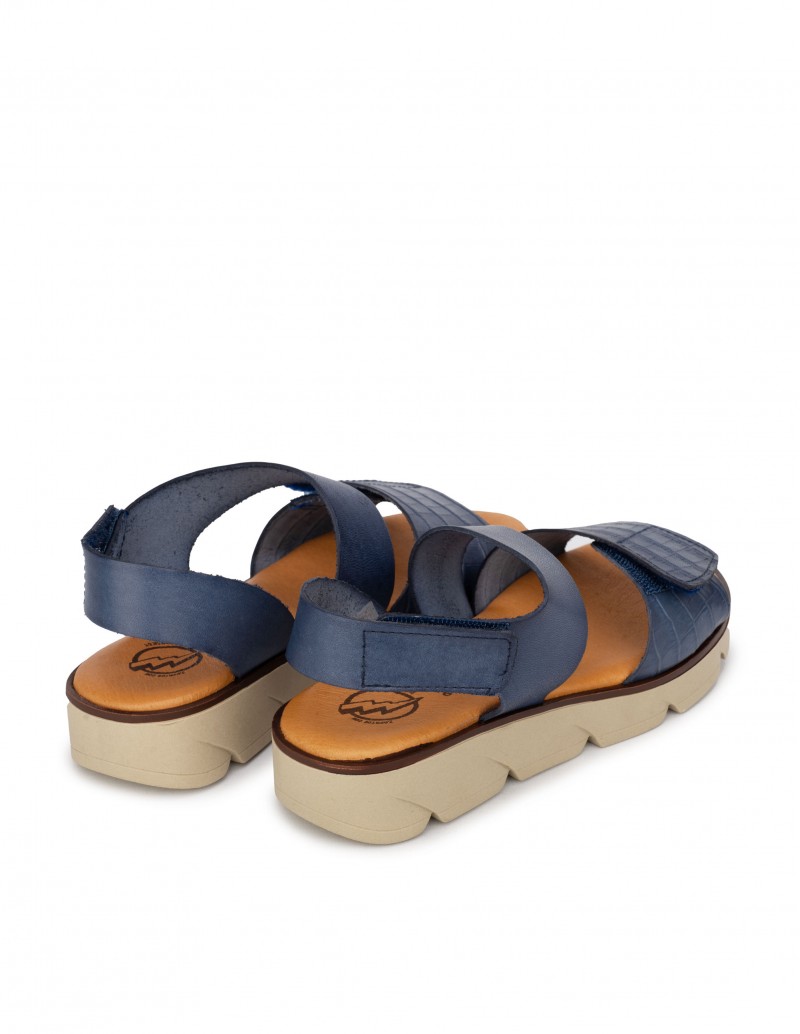 Sandalias Azul Marino Tiras Velcro