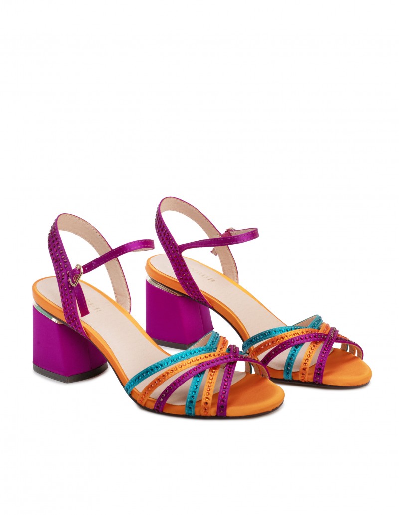 Sandalias Multicolor Tacón Ancho