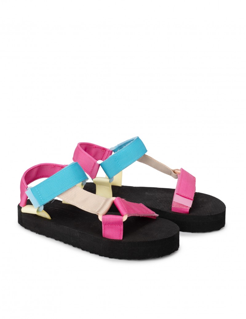 Sandalias Tiras Velcro Mujer Multicolor