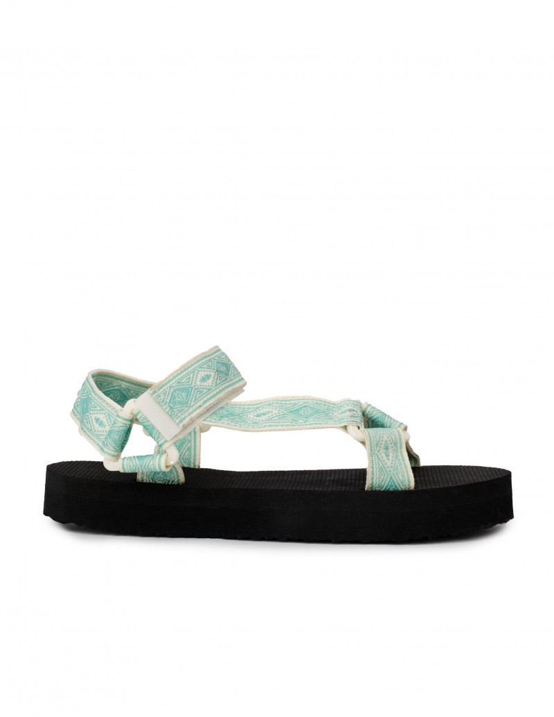 Sandalias Velcro Tiras Étnicas Menta