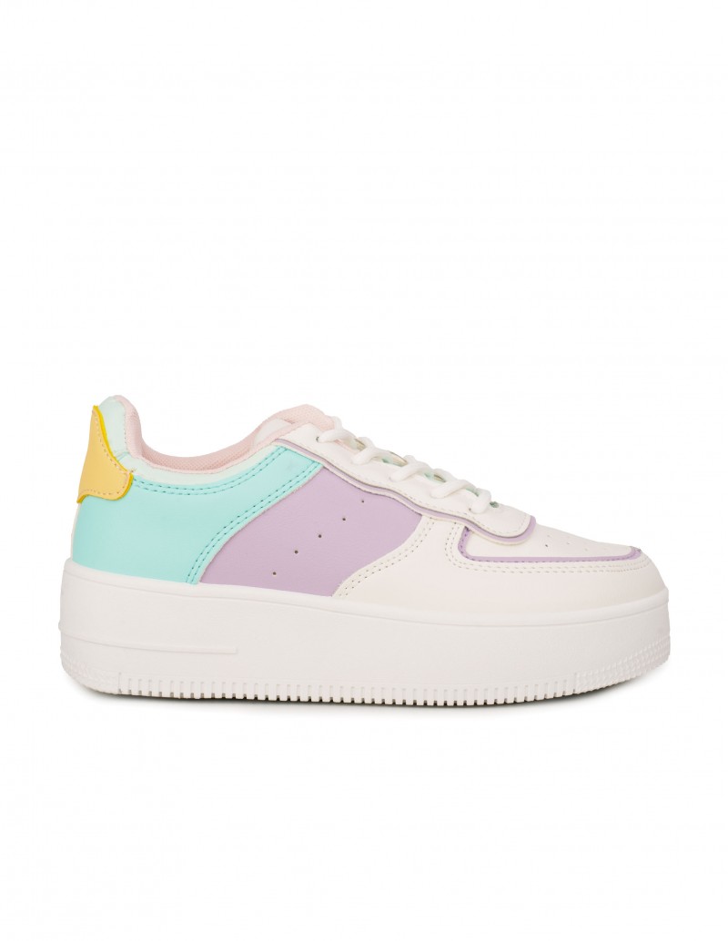 Zapatillas Plataforma Bloque Violeta Pastel