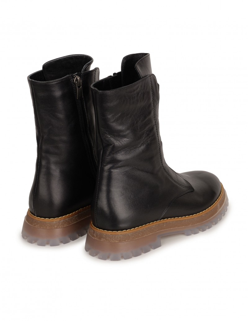 Botas Negras Piel Plataforma Goma