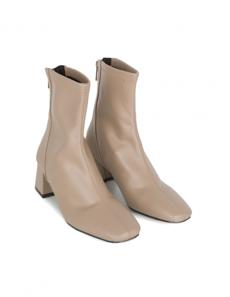 Botines Tacon Beige Mujer