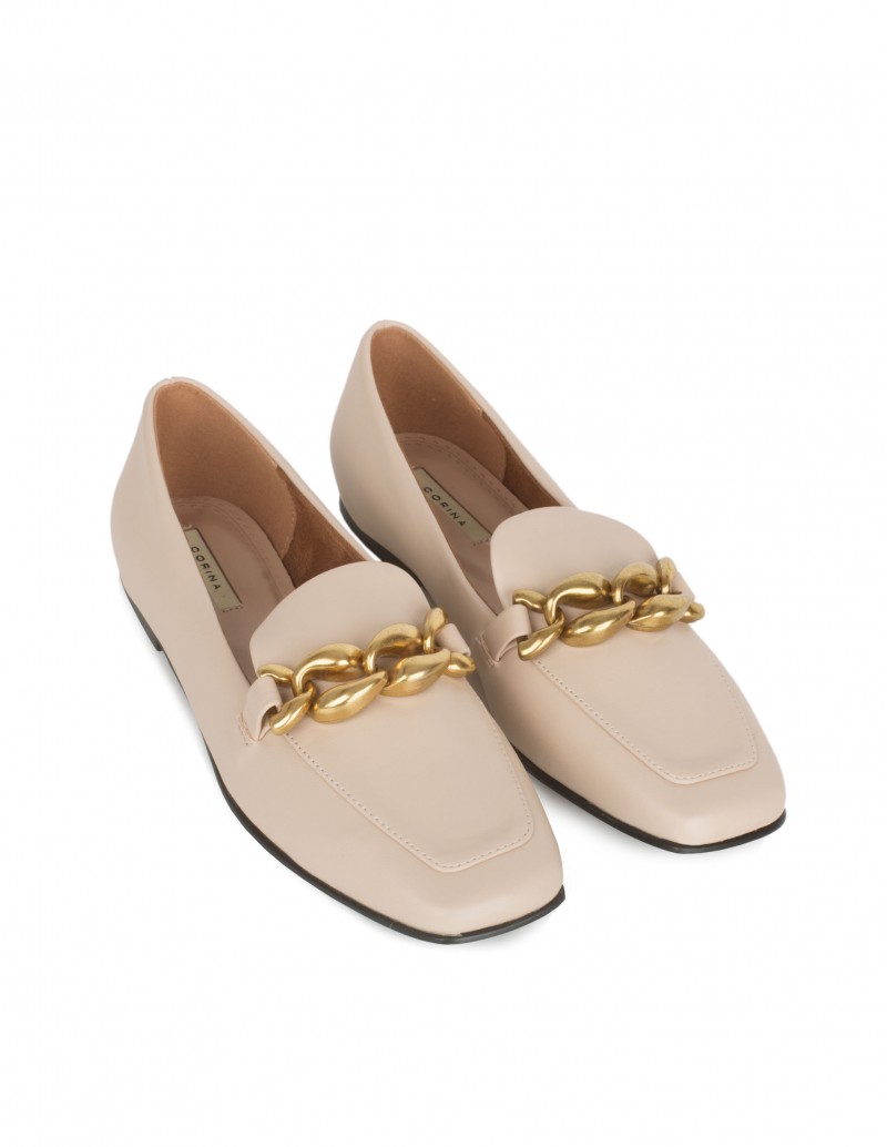 Mocasines Planos Mujer Beige