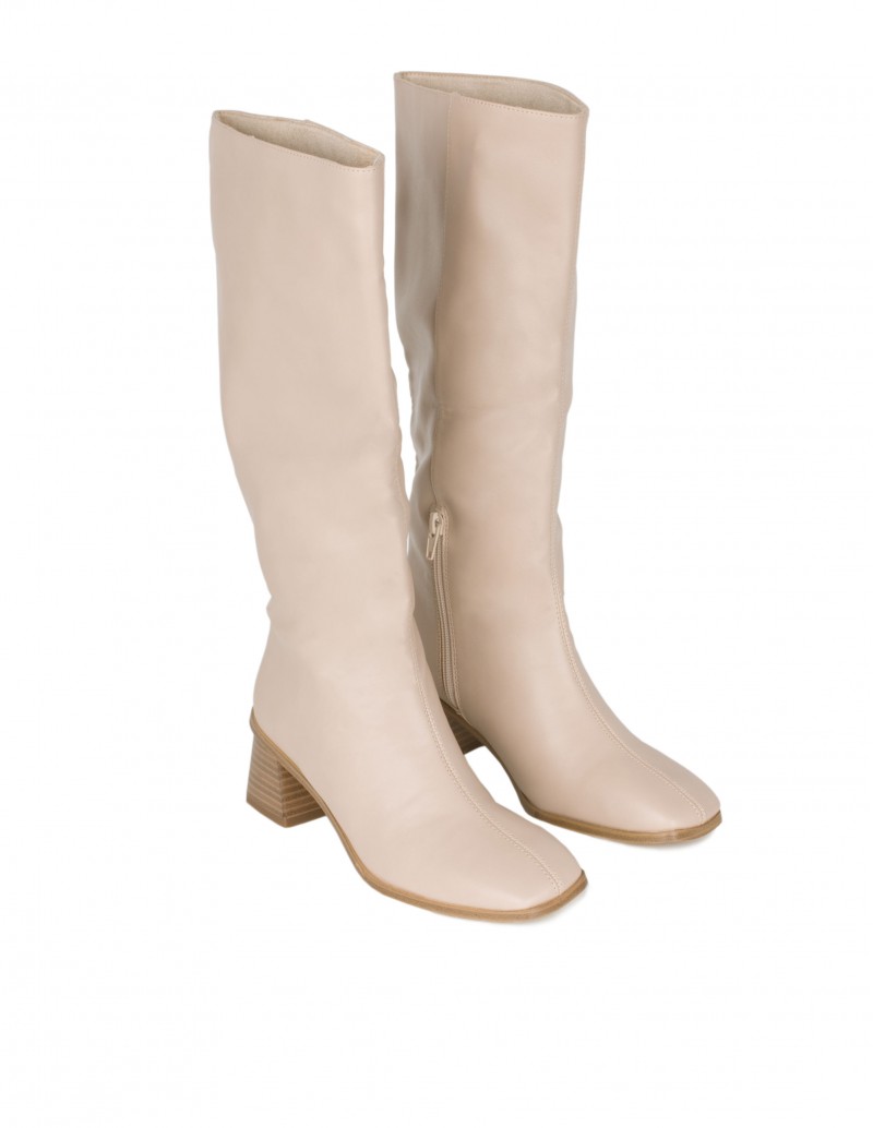 Botas Color Crema Altas