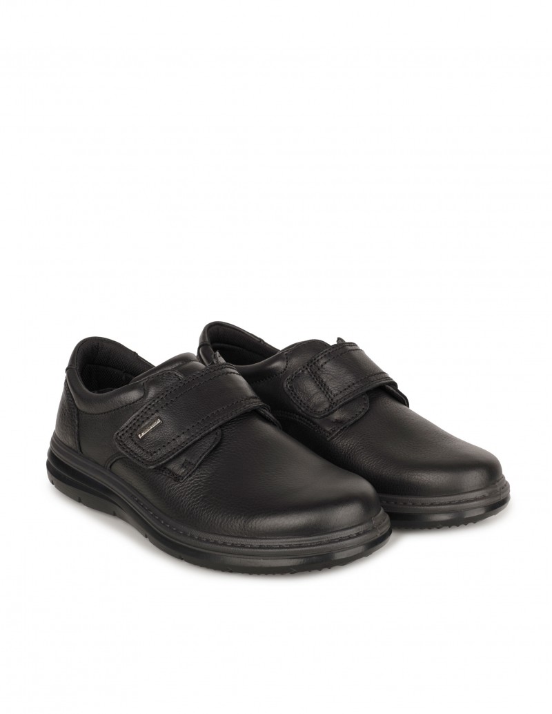 Zapatos negros piel - cierre velcro | confort hombre