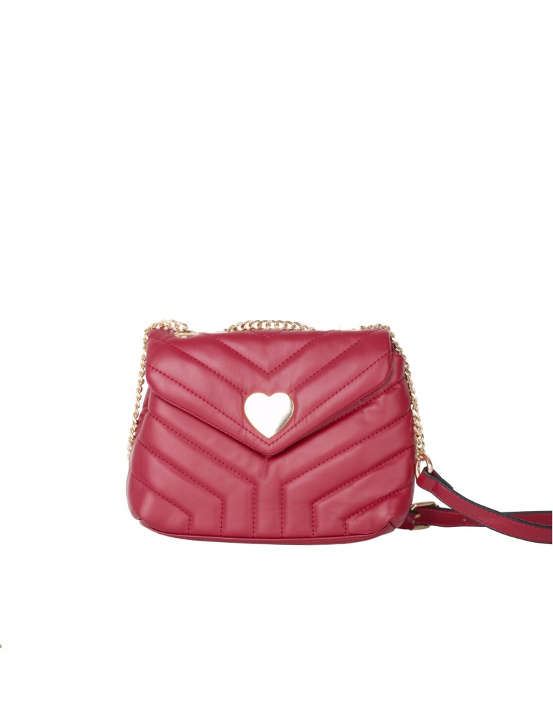 Bolso Acolchado Rojo Broche Corazón