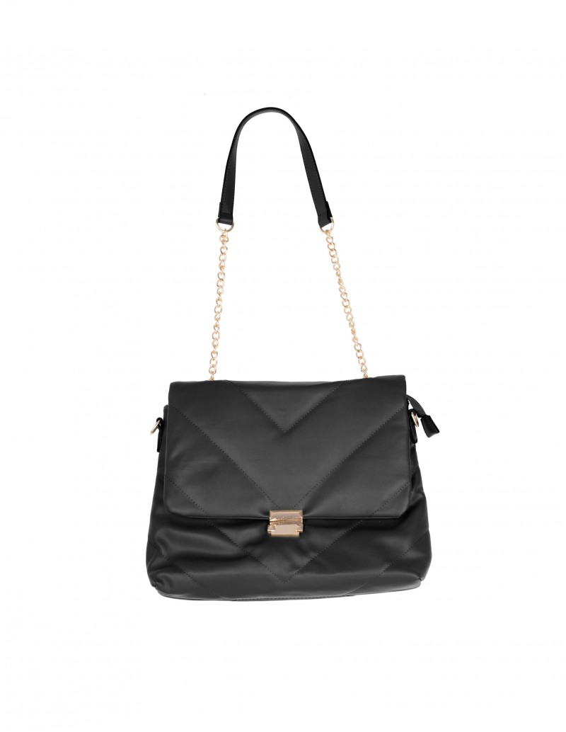Bolso Acolchado Solapa Negro