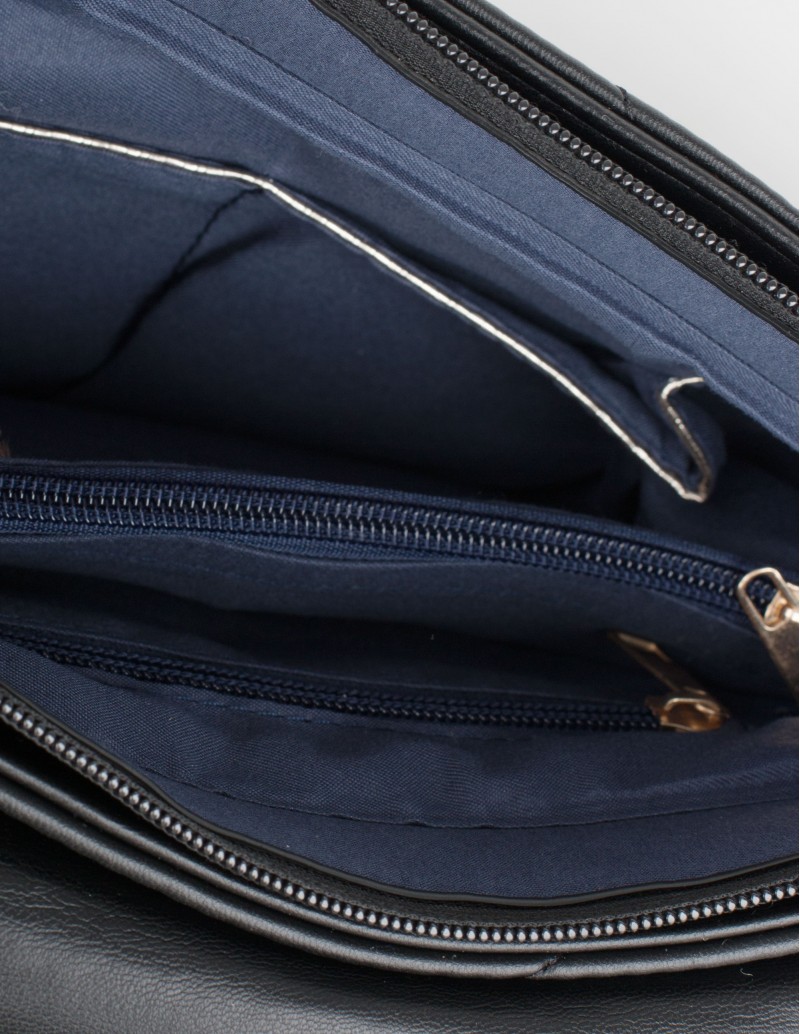 Bolso Acolchado Solapa Negro interior