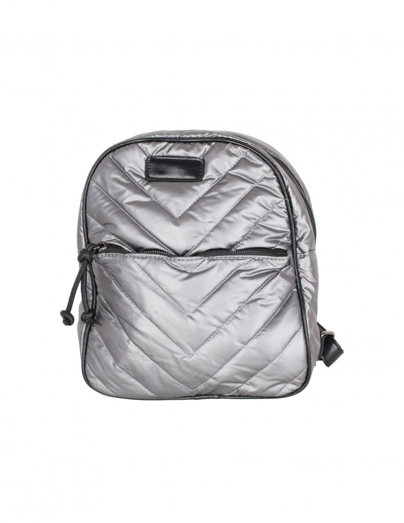 Mochila Acolchada Nylon Plata