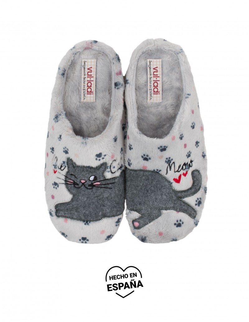 VULLADI Zapatillas Casa Gato Gris