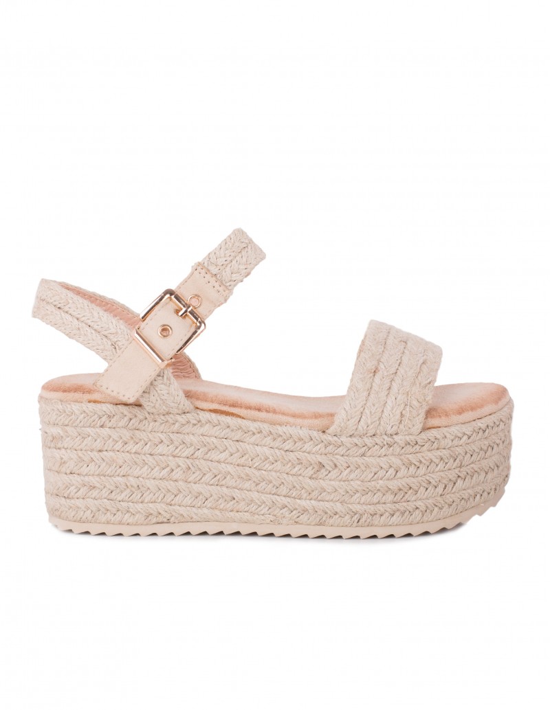 Sandalias Plataforma Esparto Beige