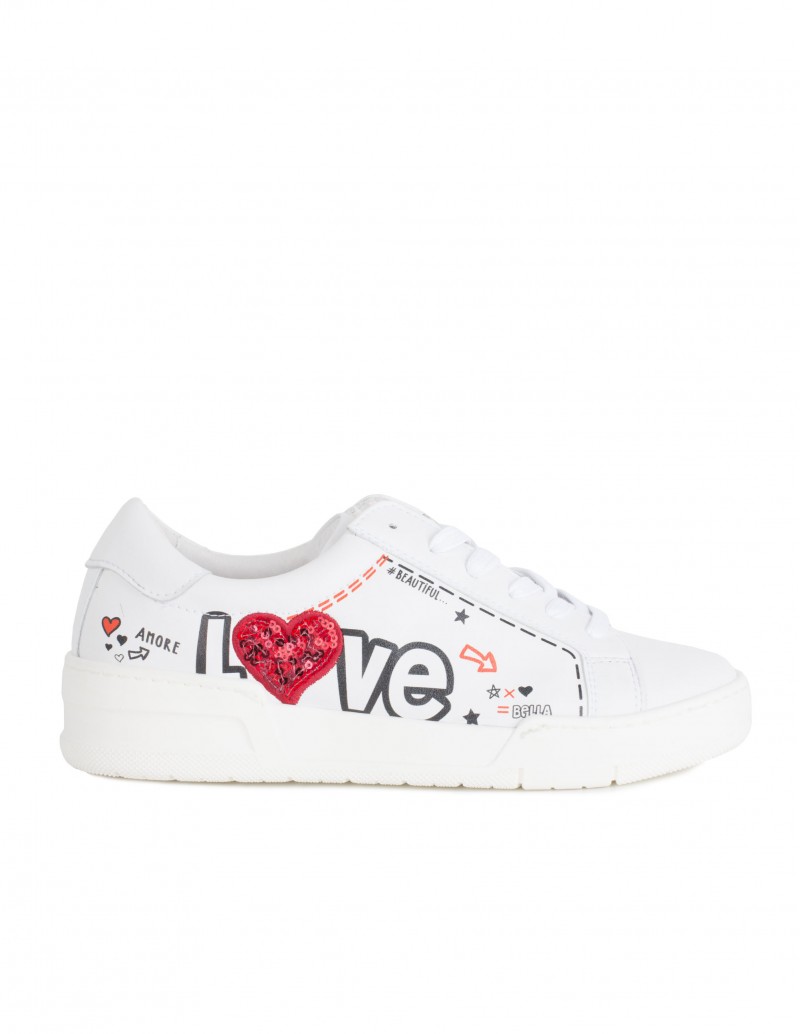 EXÉ Zapatillas Piel Blancas Corazón