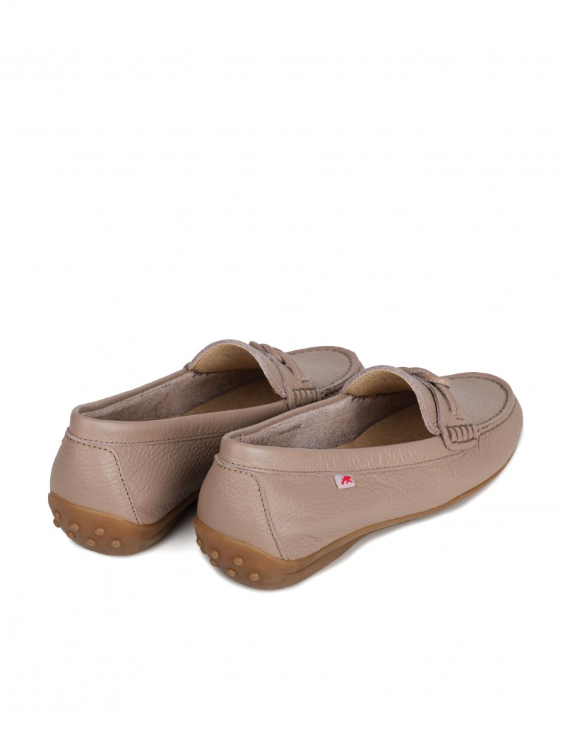 Mocasines Planos Mujer Piel Beige