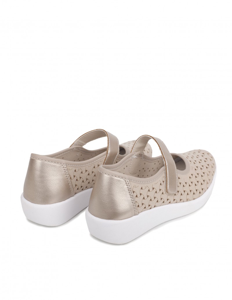 Bailarinas Beige Suela Goma Mujer