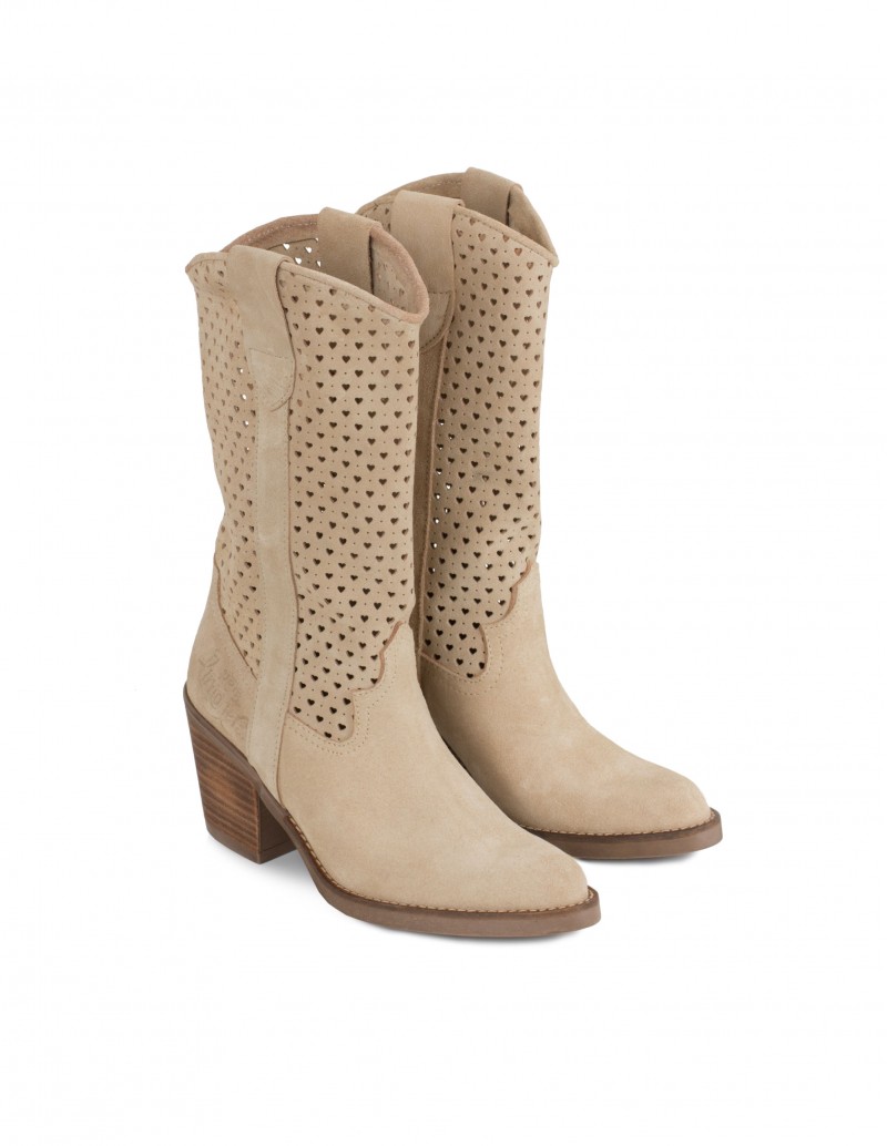 Botas Camperas Ante Beige Caladas