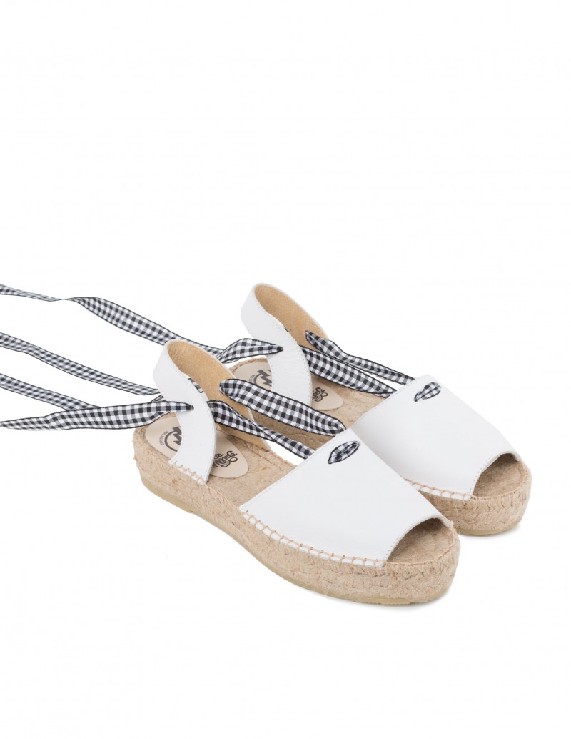 Sandalias Esparto Blancas Cintas Vichy 2