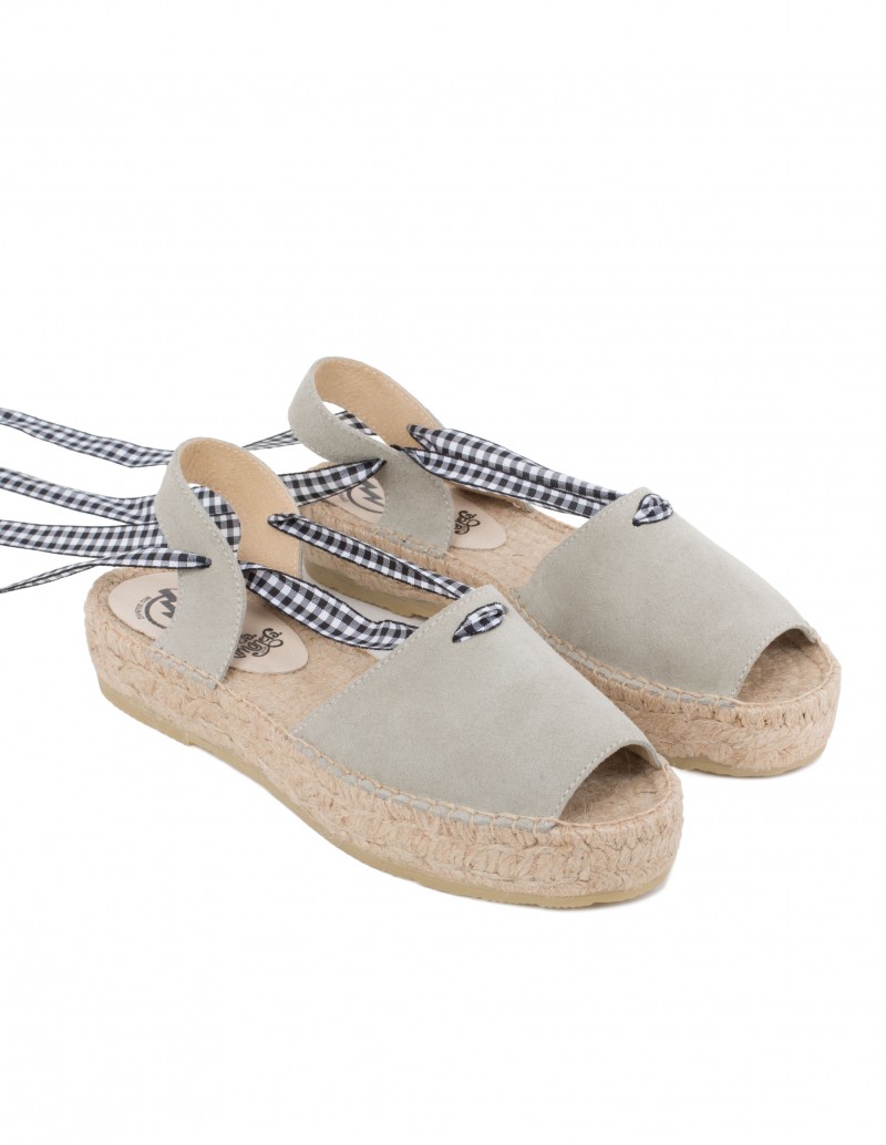 Sandalias Esparto Verde Pastel Cintas
