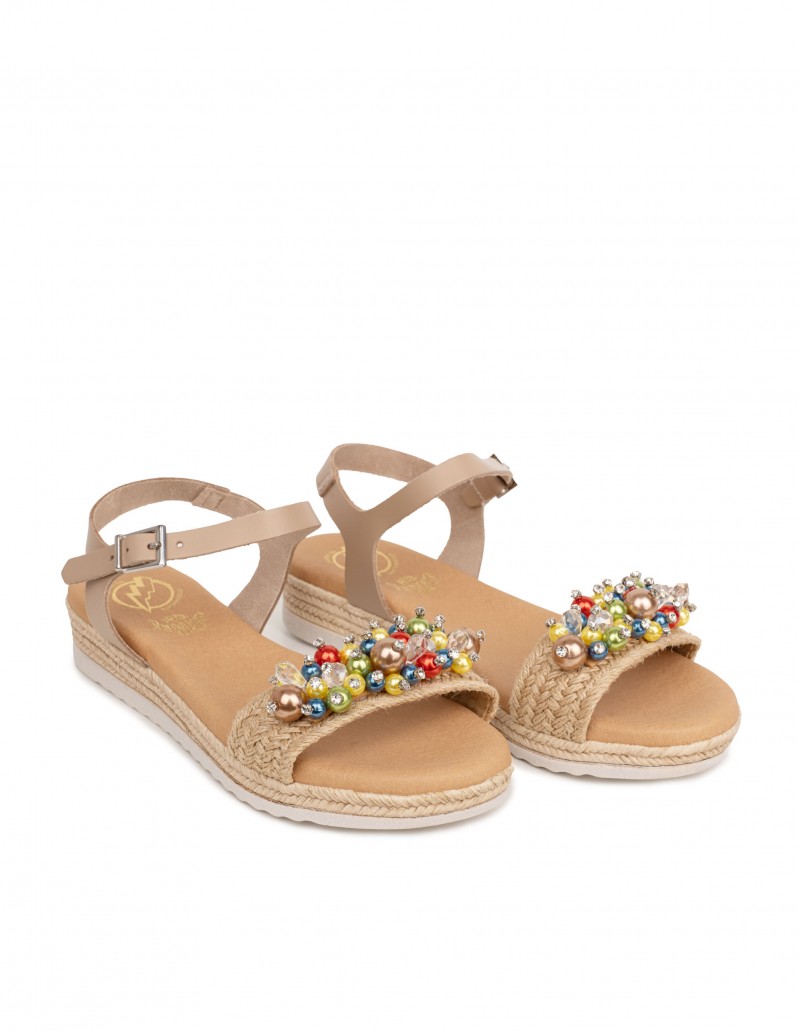 Sandalias Planas Esparto Beige