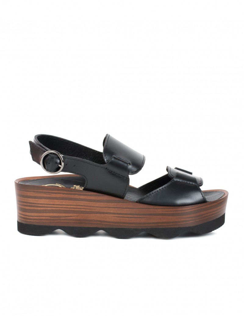 Sandalias Plataforma Madera Negras PERA LIMONERA