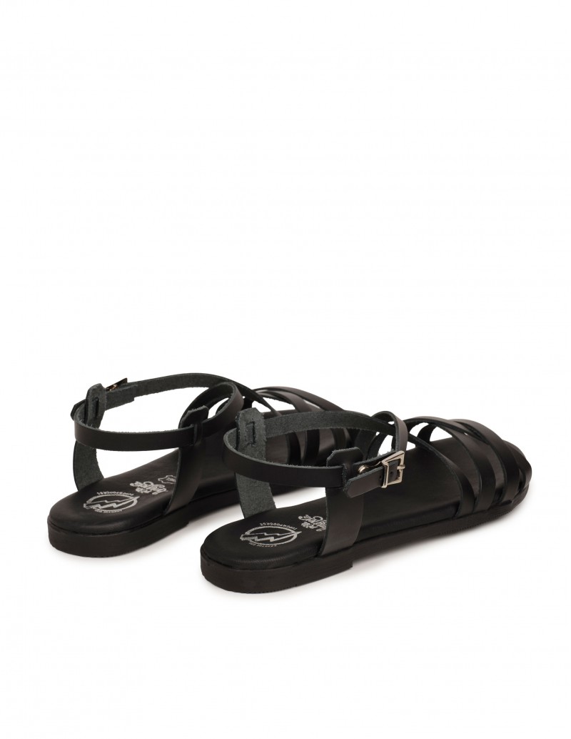 Sandalias Piel Negras Planas