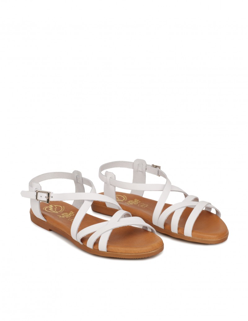 Sandalias Tiras Blancas Planas
