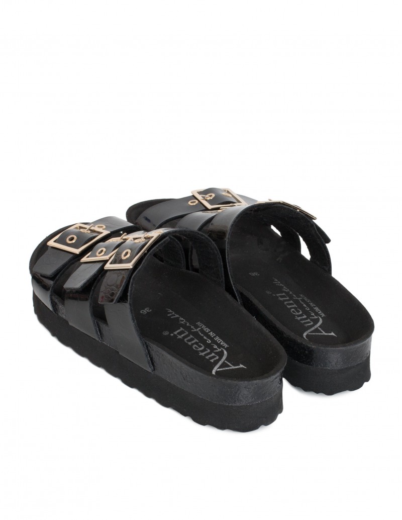 Sandalias Bio Negras 3 Hebillas