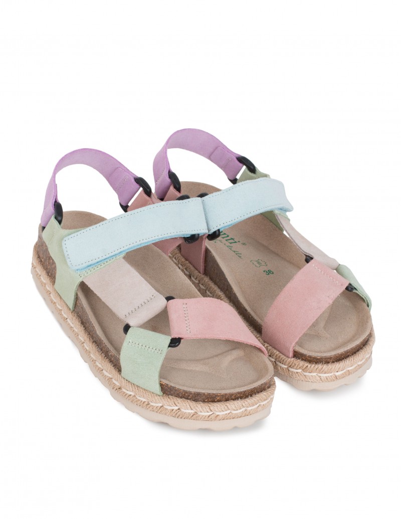 AUTENTI Sandalias Tiras Velcro Color Pastel 2