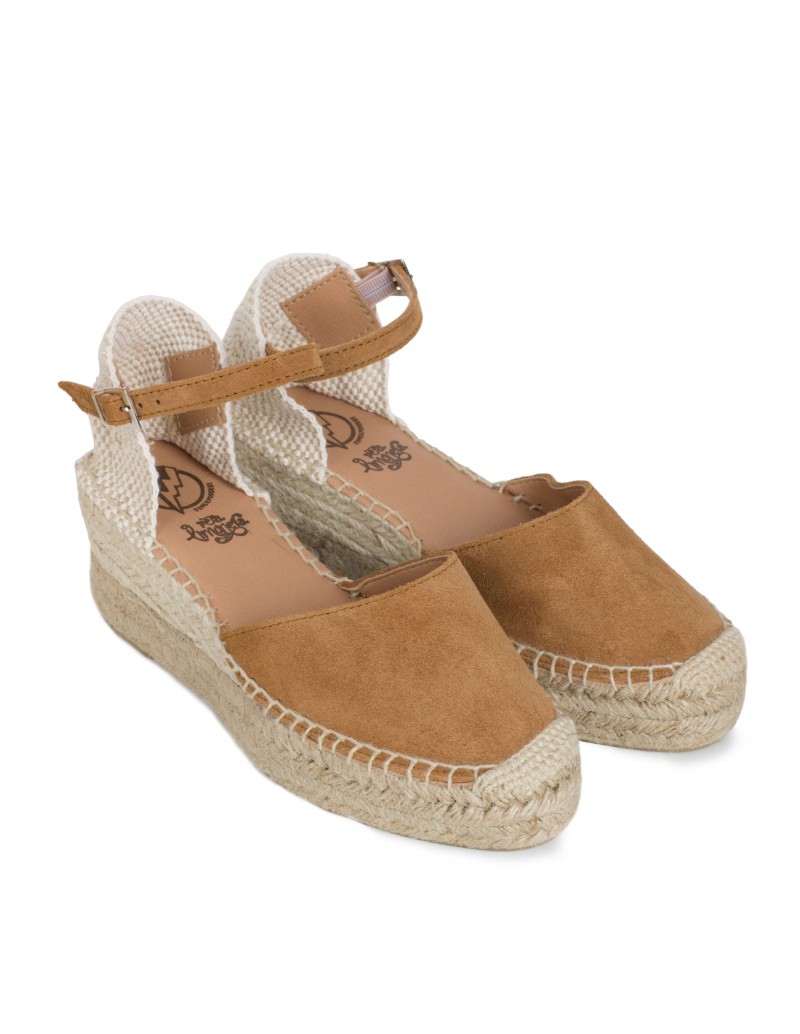 Alpargatas Cuña Media Piel Cuero PERA LIMONERA 2