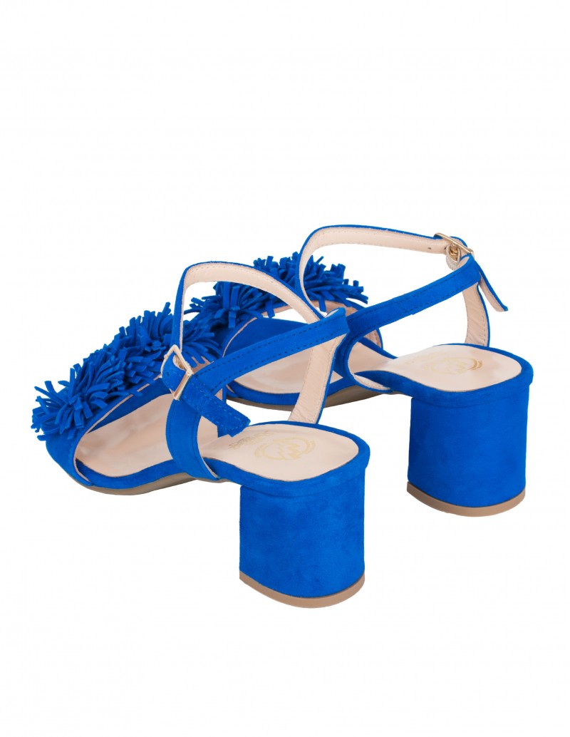 Sandalias Azul Klein Tacón Medio