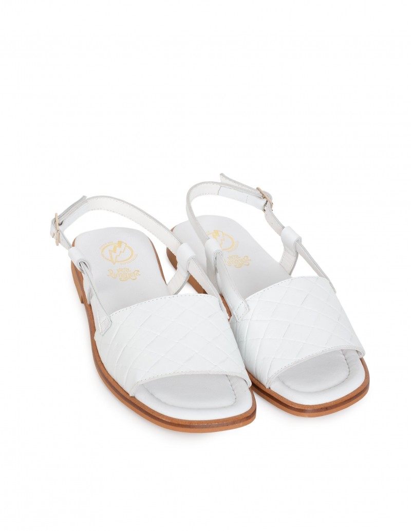 Sandalias Piel Blancas Planas