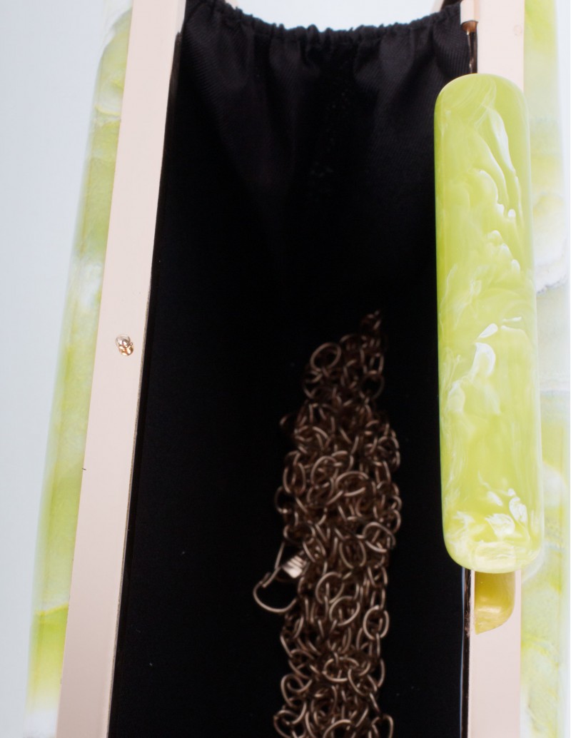 Clutch Mármol Verde Lima interior