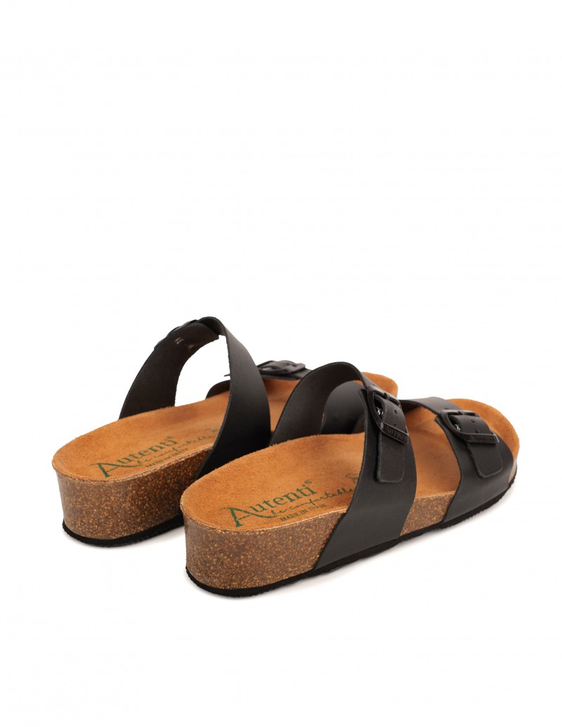 Sandalias Bio Negras Cuña Baja