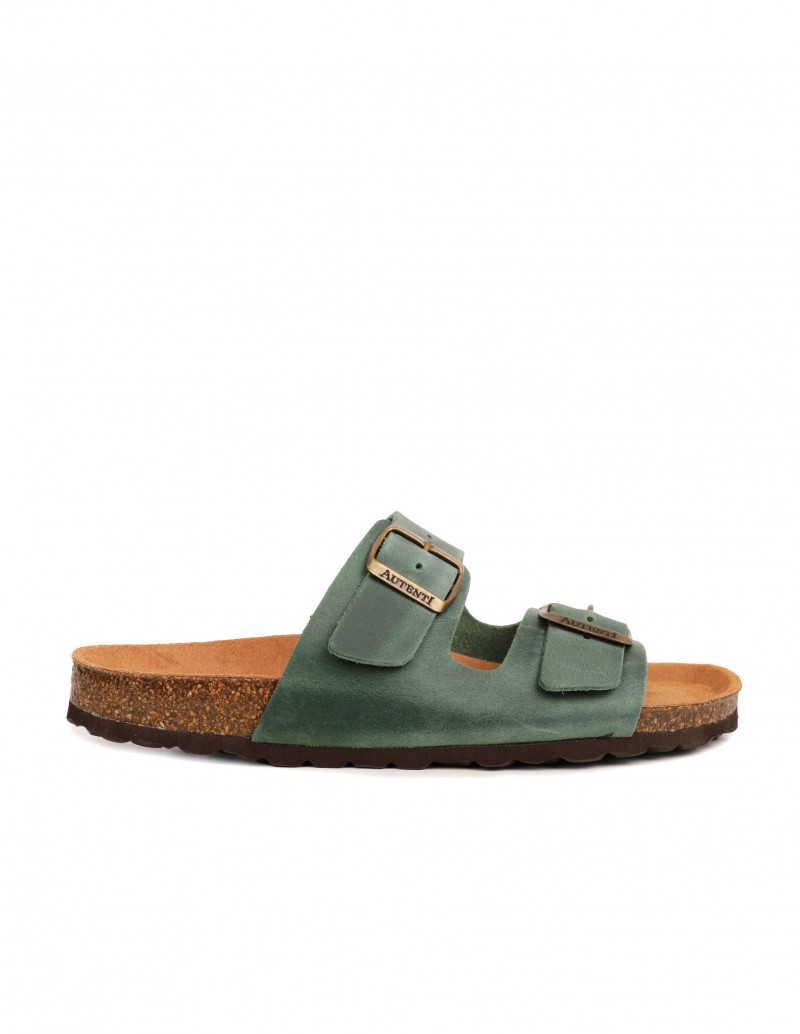 AUTENTI Sandalias Bio Hombre Hebillas Verde
