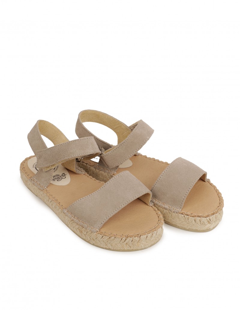 Sandalias Esparto Velcro Beige PERA LIMONERA 2