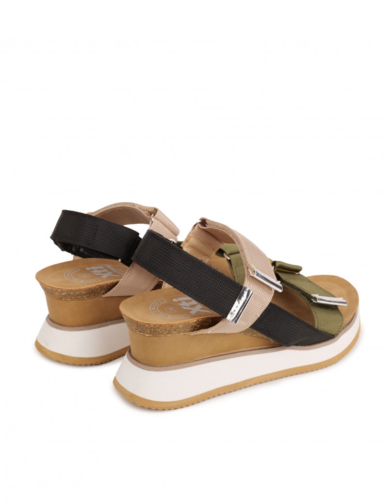 Sandalias Tiras Velcro con Cuña