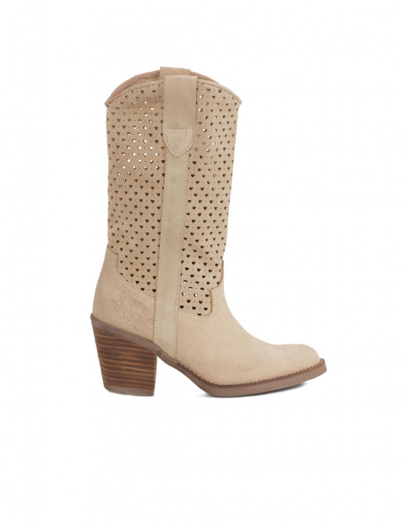 Botas Camperas Caladas Corazón Beige PERA LIMONERA