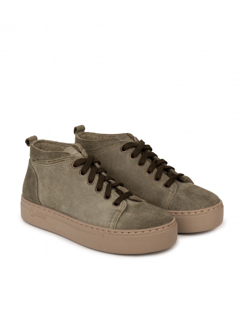 Botines Cordones Mujer Plataforma Verdes