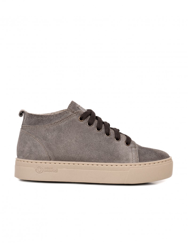 NATURAL WORLD Botines Cordones Plataforma Gris