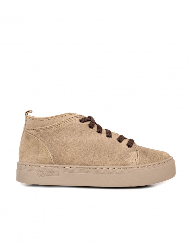 NATURAL WORLD Botines Cordones Plataforma Beige