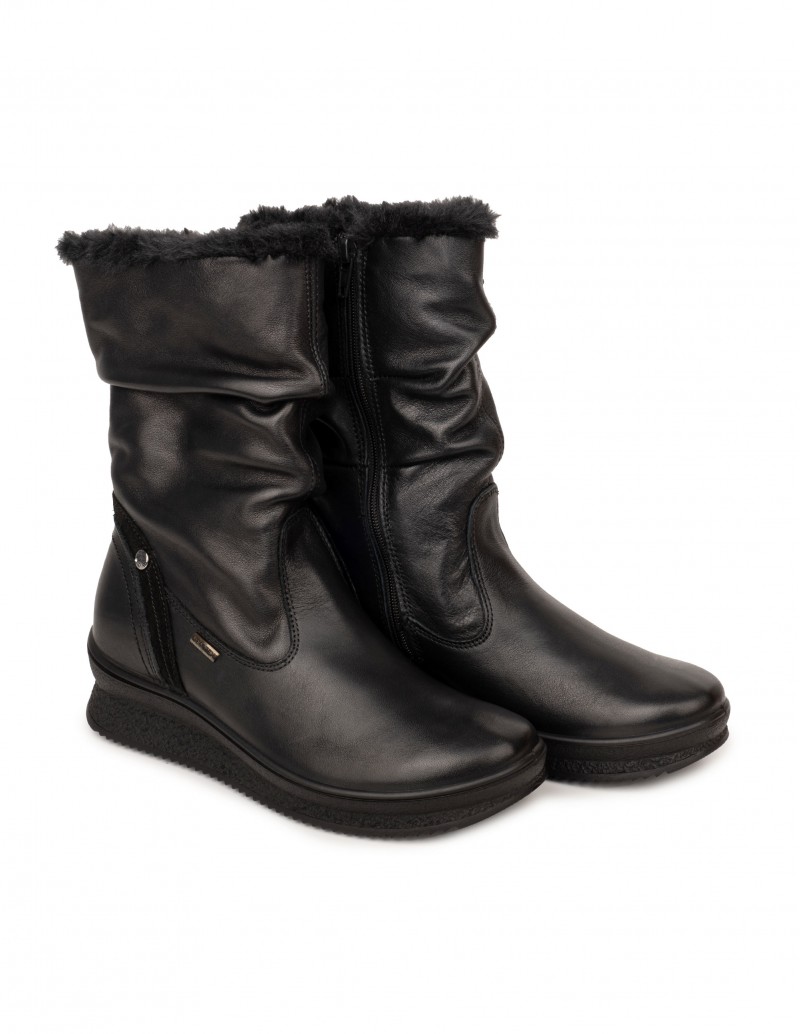 Botas Piel Impermeable Caña Arrugada Mujer