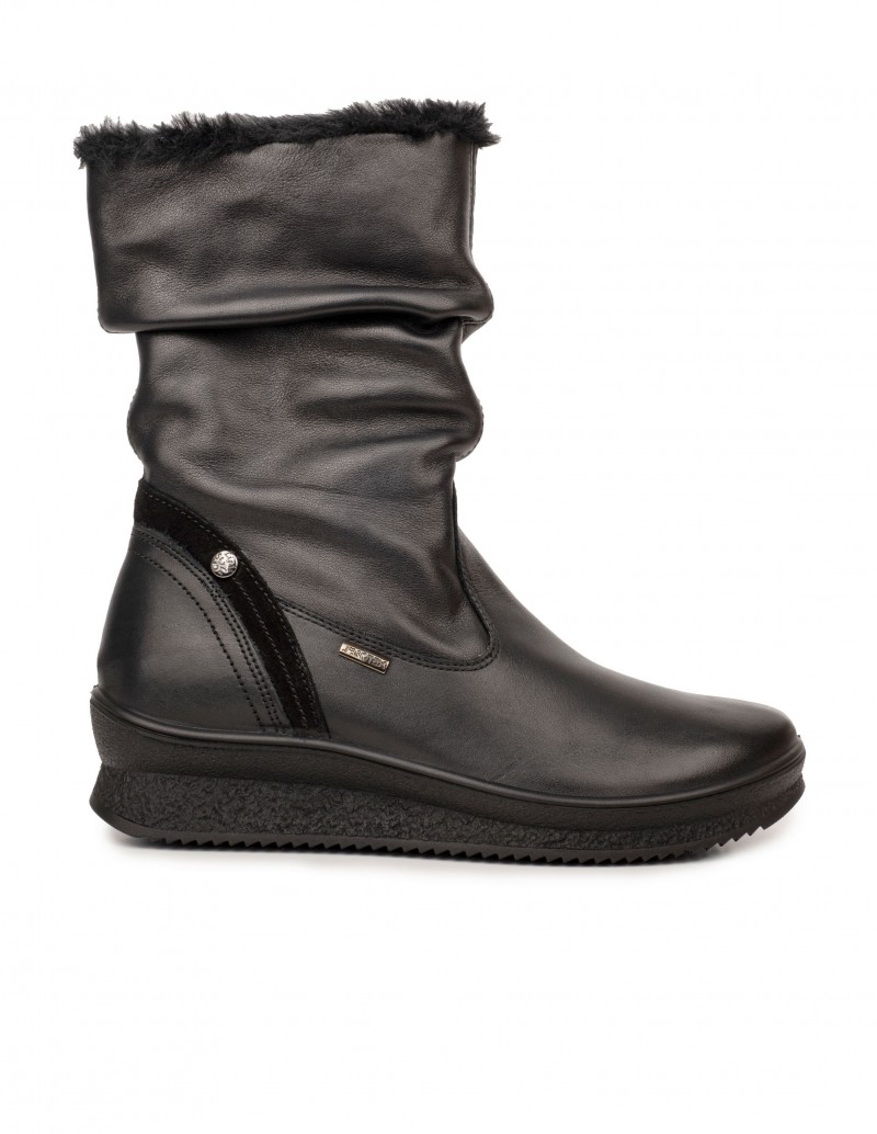 IMAC Botas Piel Impermeable Caña Arrugada Negras