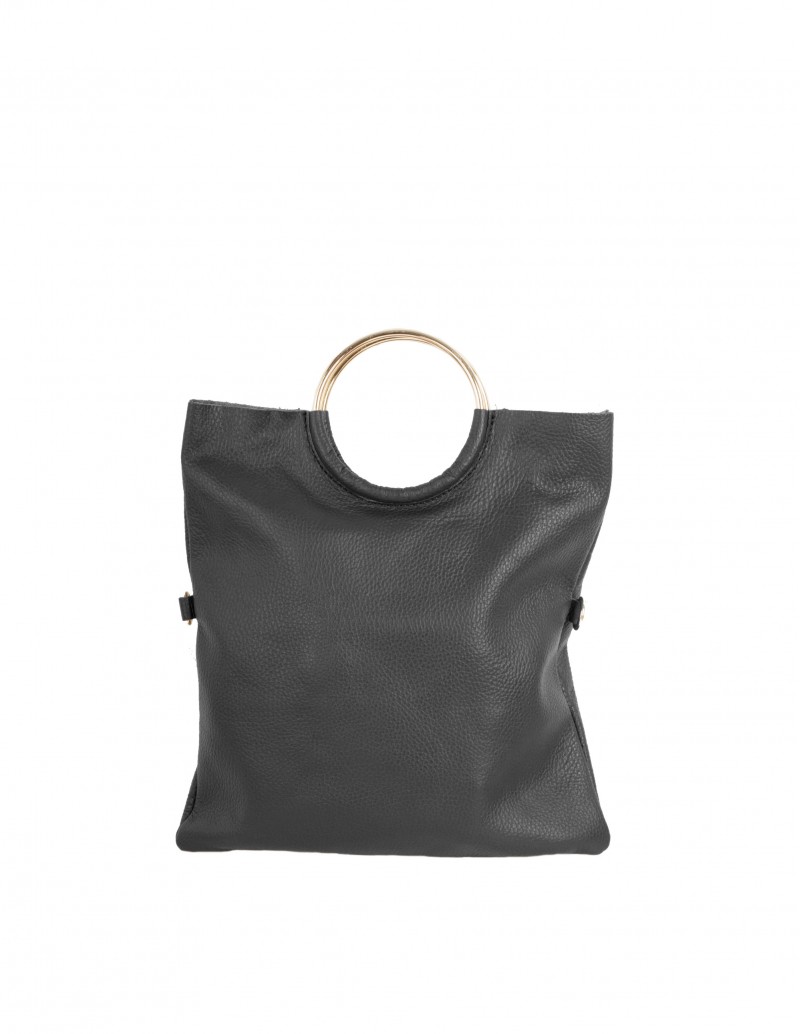 Bolso Piel Multiposición Asas Doradas Negro 2