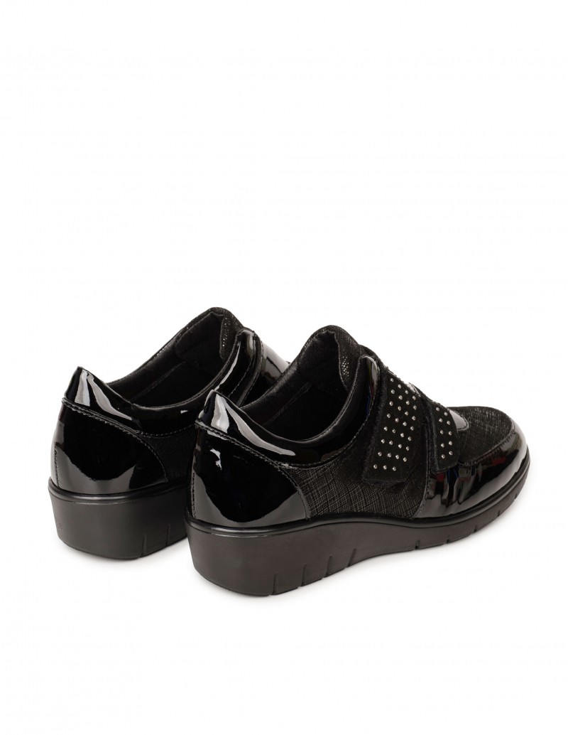 Zapatos Velcro con Cuña Negros