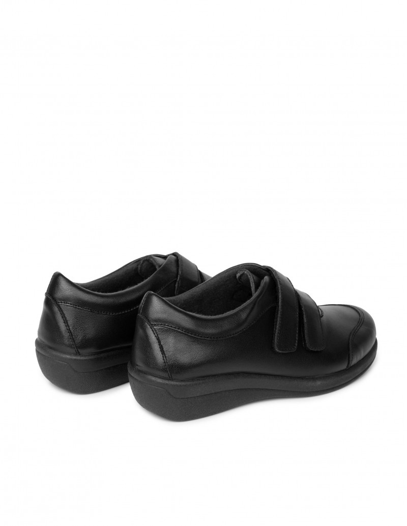 Zapatos Piel Negros Mujer Velcro
