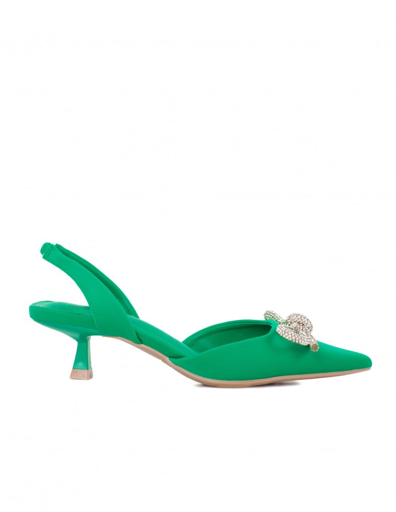 XTI Zapatos Destalonados Verdes Lazo Strass