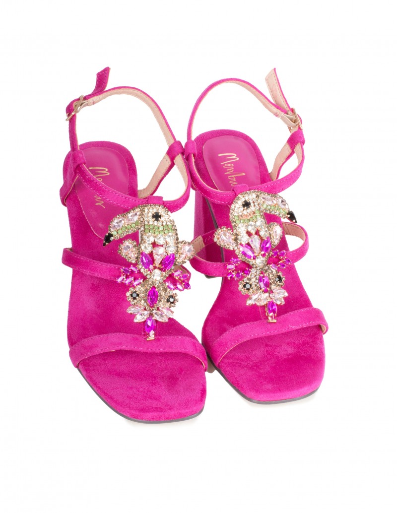 MENBUR Sandalias Fiesta Fucsia Pedrería Loro 2
